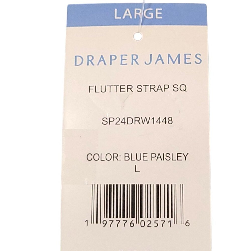 Draper James Flutter Strap Square Neck Sun Dress Blue Paisley Large Cotton Midi - Picture 4 of 10